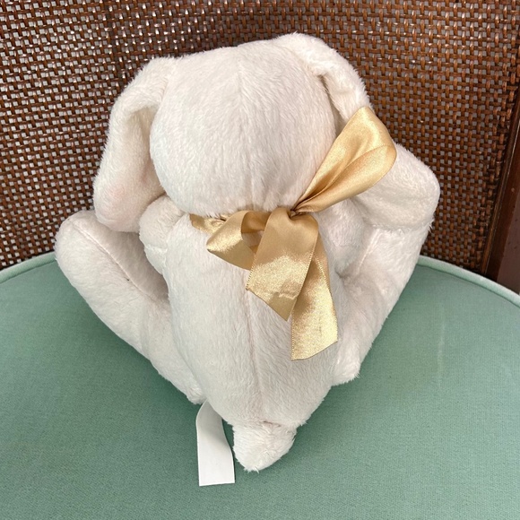 Dan Dee White Stuffed Praying Bunny with Gold Satin Ribbon - Picture 4 of 5